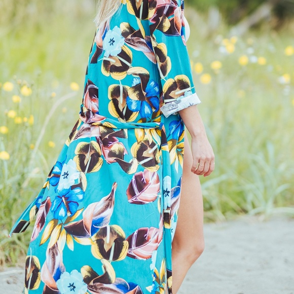 Birds of Paradise ~ Duster Kimono ~ Blue Beach - Picture 3 of 4